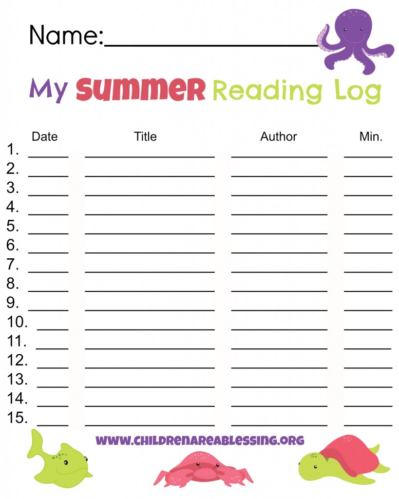 Free Summer Reading Log Printable Printable Word Searches