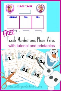 Frozen Teaching Place Value and Number Recognition Printables