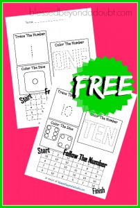 FREE Easy Math Worksheets that goes up to 10.
