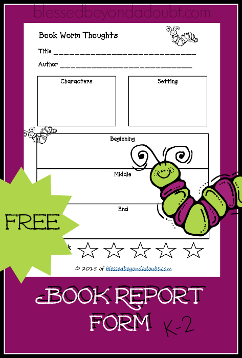 FREE Printable Book Report Form So Cute 