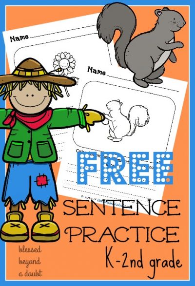 FREE Sentence Practice for K-2nd Grade - Blessed Beyond A Doubt