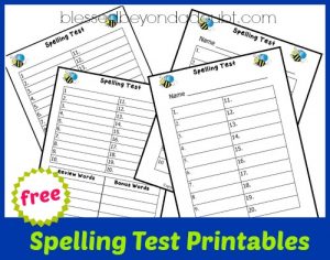 FREE Spelling Test Printables
