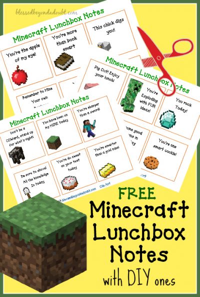 FREE Lunchbox Notes: Minecraft Armor and more! - Blessed Beyond A Doubt