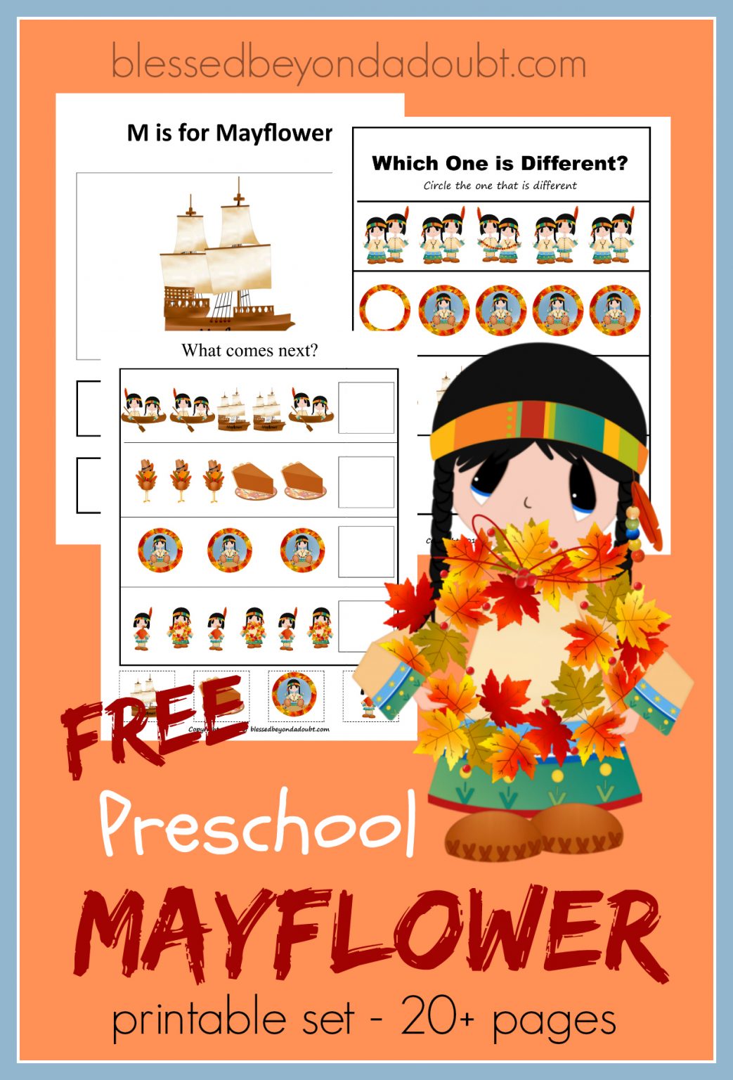 FREE Mayflower Preschool Pack|Fun for Thanksgiving