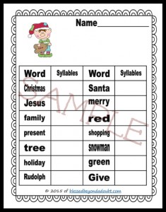 FREE Count the Syllables - Christmas Edition - Blessed Beyond A Doubt