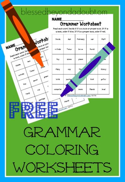 FREE Grammar Color Worksheets - Blessed Beyond A Doubt