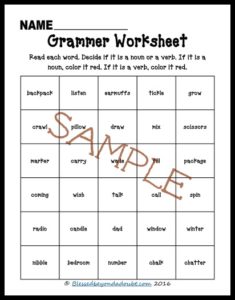 FREE Grammar Color Worksheets - Blessed Beyond A Doubt